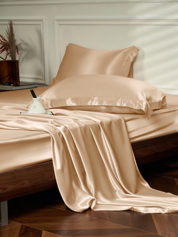 Bedding Set Champagne 25 Momme Weight Silk Modern Bedroom With Silk
