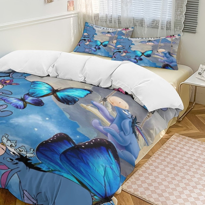 Bedding Set Character Illustration Navy Blue Playful Nursery Textile Concept