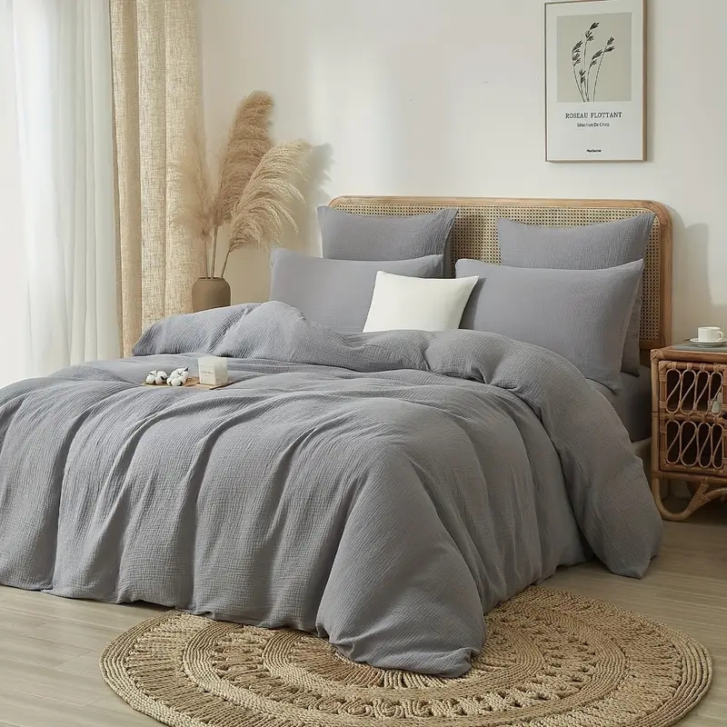 Bedding Set Cream Quilted Texture Geometric Stitching