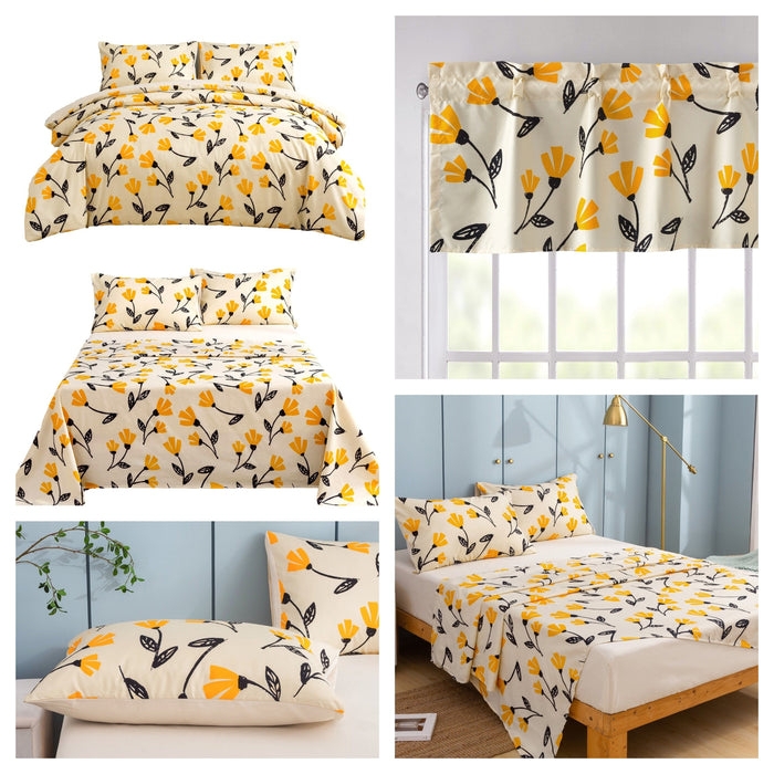 Bedding Set: Dense Botanical Pattern & Palette - Vibrant Orange Floral Set