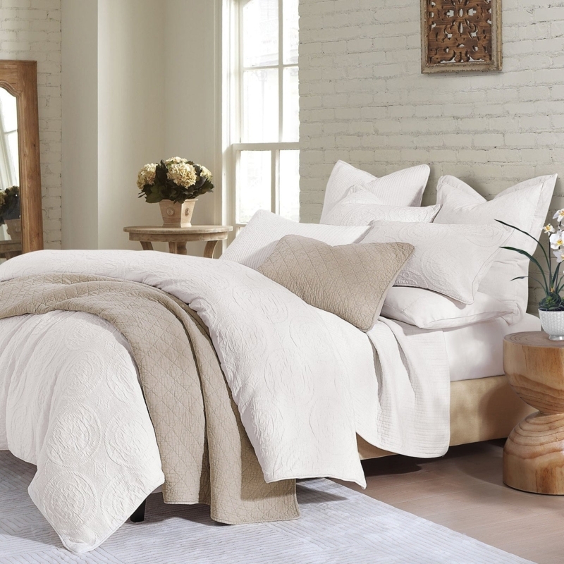 Bedding Set, Diamond Matelassé Weave, Transitional Style, Cream