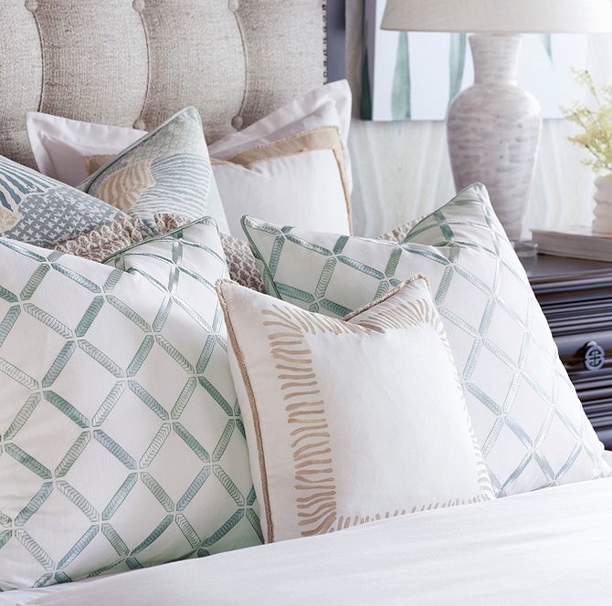 Bedding Set Embroidered Rope Motif with Tonal Neutral Coastal Style
