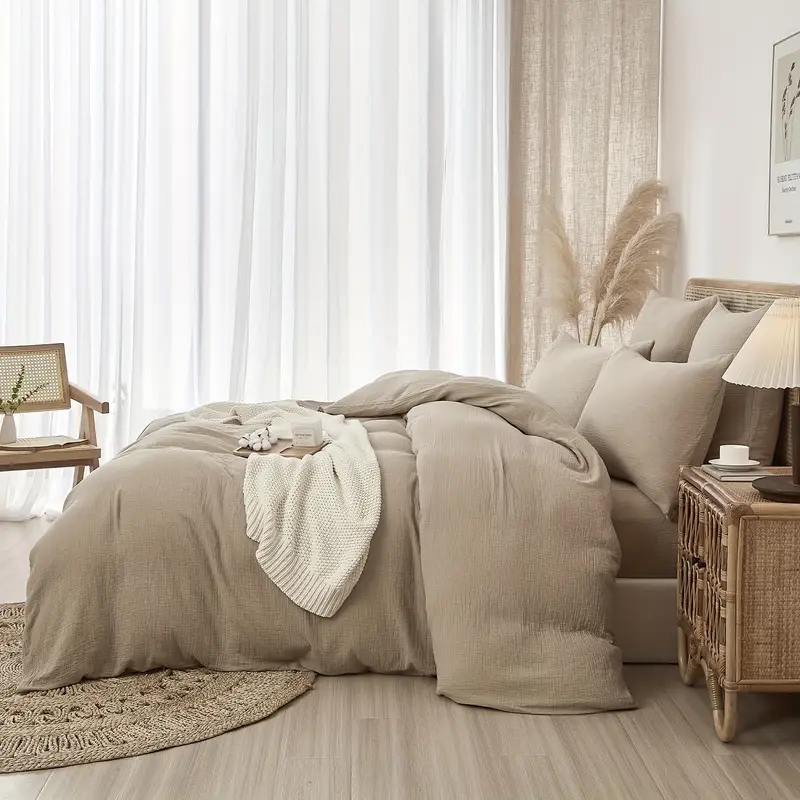 Bedding Set Gray Tonal Layering Charcoal Cotton Blend Matte