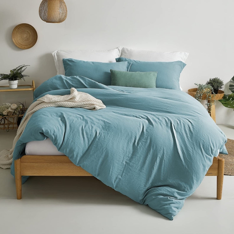 Bedding Set, Grayish Blue Crinkled Texture, Modern Retreat