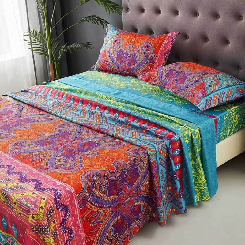 Bedding Set Intricate Tribal Patterns Vibrant Ethnic Palette Eclectic