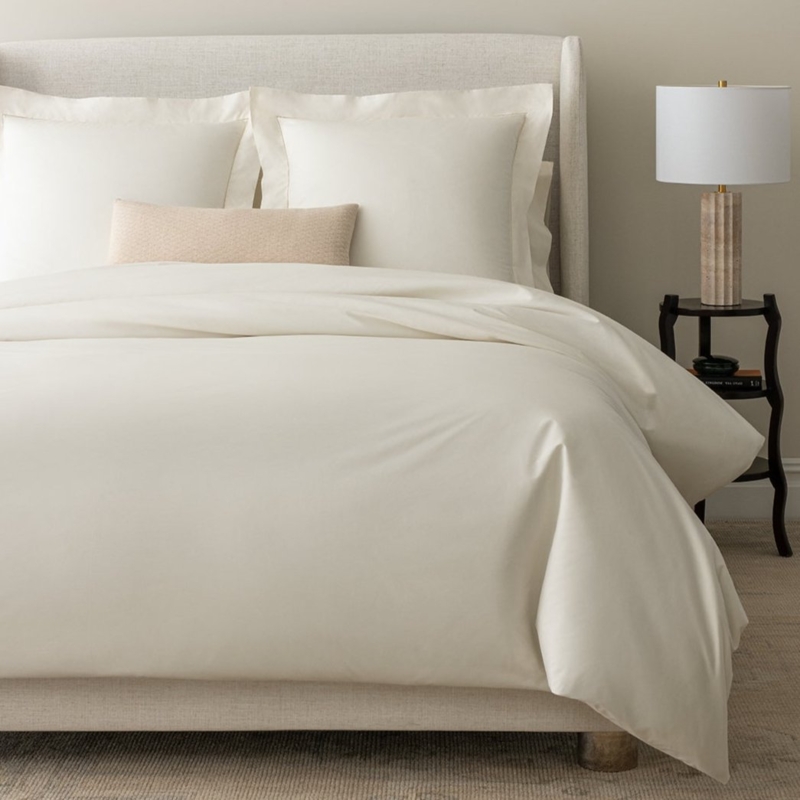 Bedding Set, Ivory with Beige Scroll Embroidery, Traditional Luxury