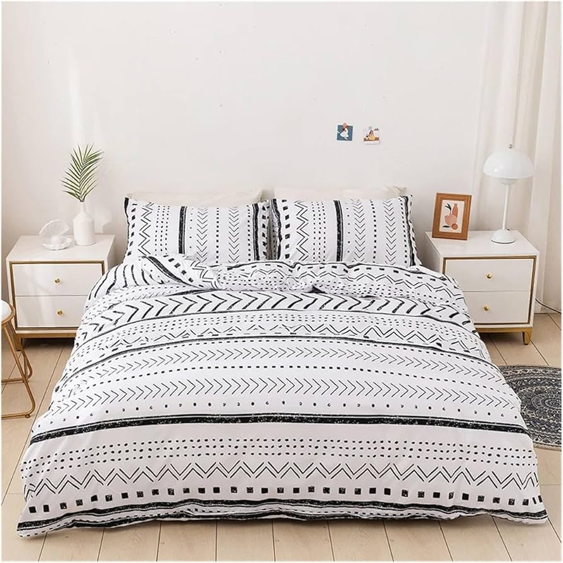 Bedding Set Large Scale Plaid Black and White Modern Industrial Vibe