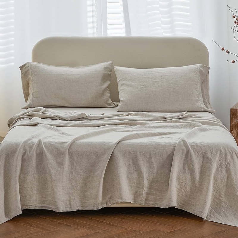 Bedding Set Light Blue Hollow Hemstitch Coastal Linen Decor Ideas