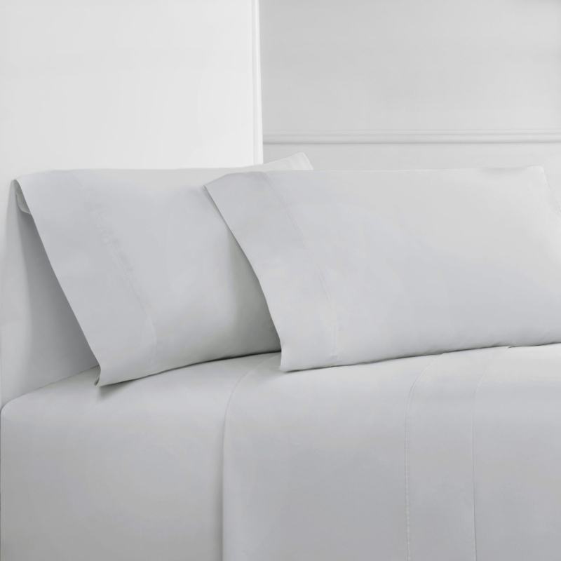 Bedding Set Light Gray Cotton Pleated Trim Detail Smooth