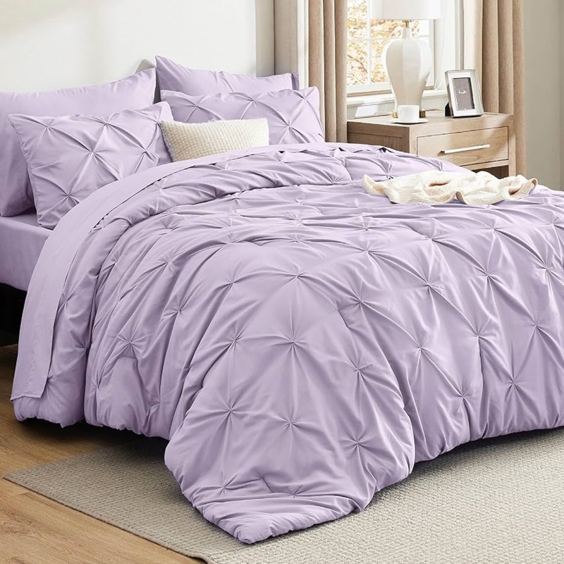 Bedding Set Lofted Pintuck Details Layered Pillows Fabric