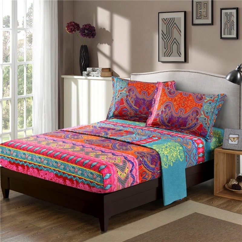 Bedding Set Multicolored Tribal Geometric Print Bohemian Aztec Pattern