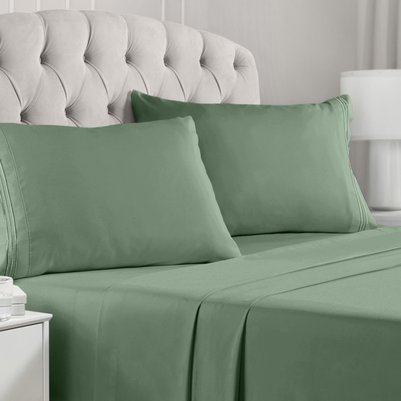 Bedding Set Navy Blue High Sheen Finish Satin Cooling Sheets