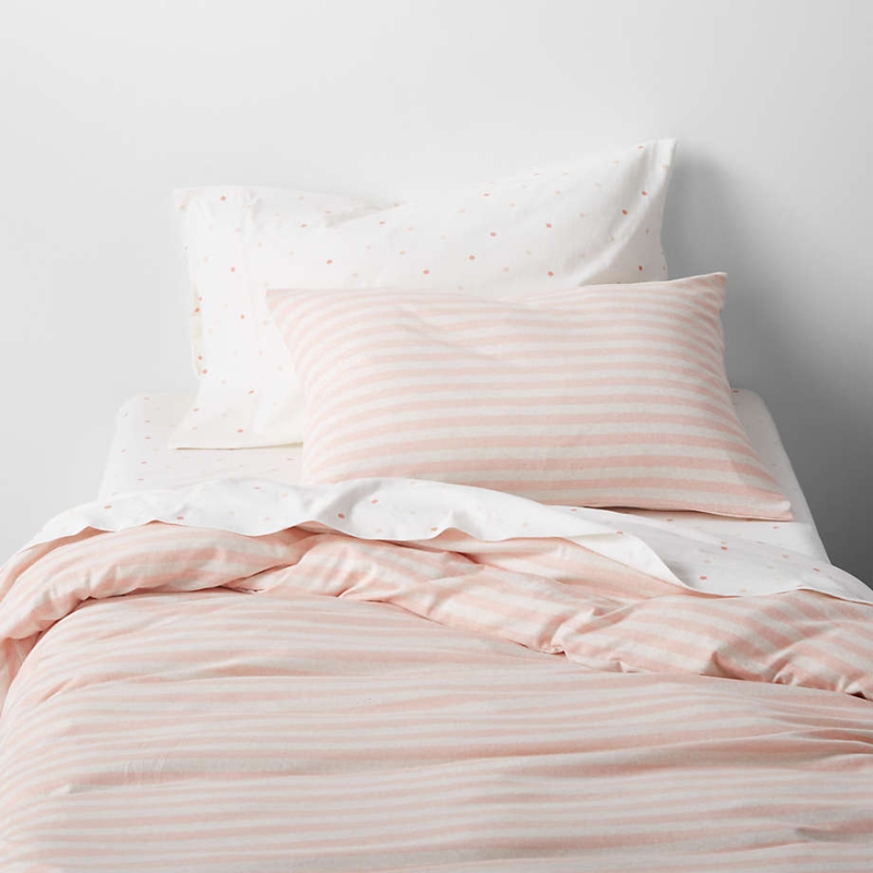 Bedding Set Pink Striped Jersey Cozy Jersey Cotton Duvet Cover