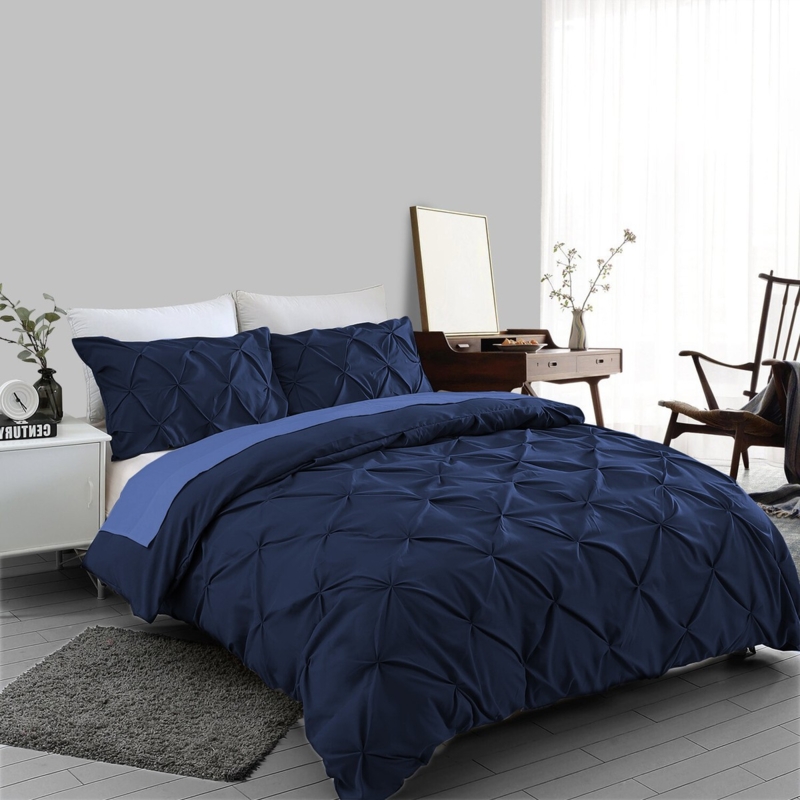 Bedding Set Pintuck Geometric Pleats Contemporary Style