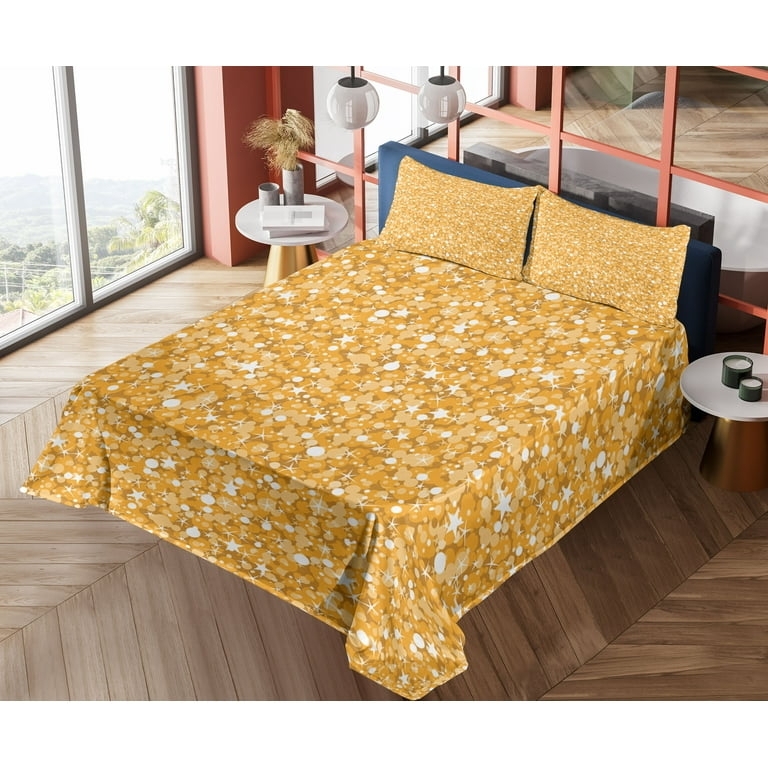 Bedding Set: Retro Pattern, Golden Base - Retro Polka Dot Bedding Style