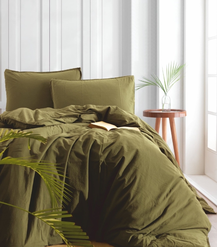 Bedding Set Sage Green Rustic Linen Like Earthy Modern