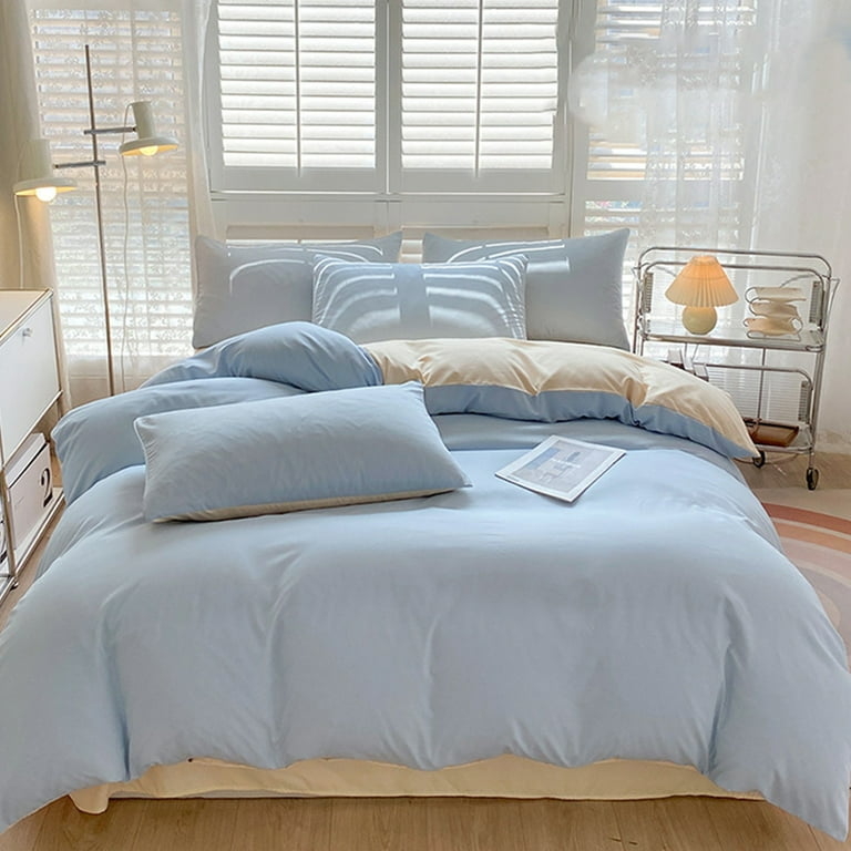 Bedding Set: Textured Grid Quilt in Light Blue, Modern & Serene
