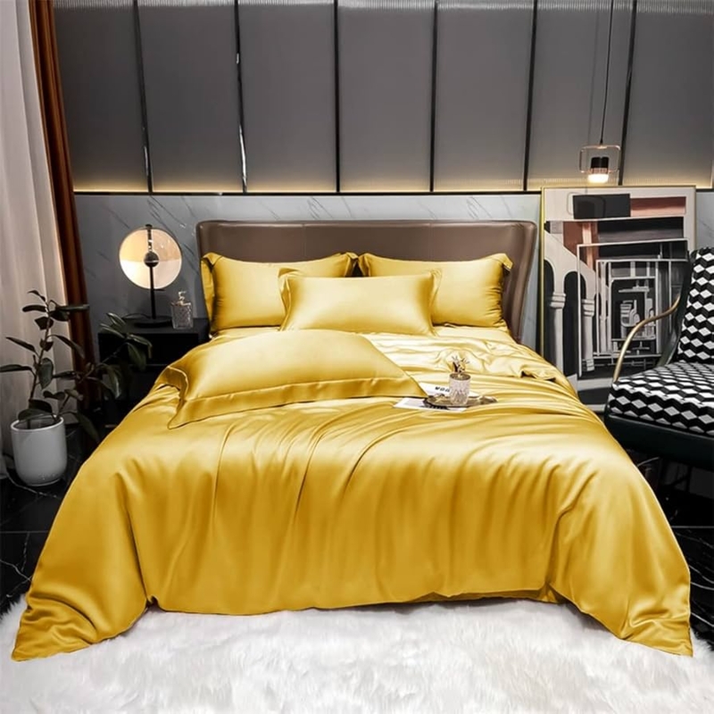 Bedding Set: Vibrant Color, Silk Sheen - Vibrant Yellow Silk Bedding Set