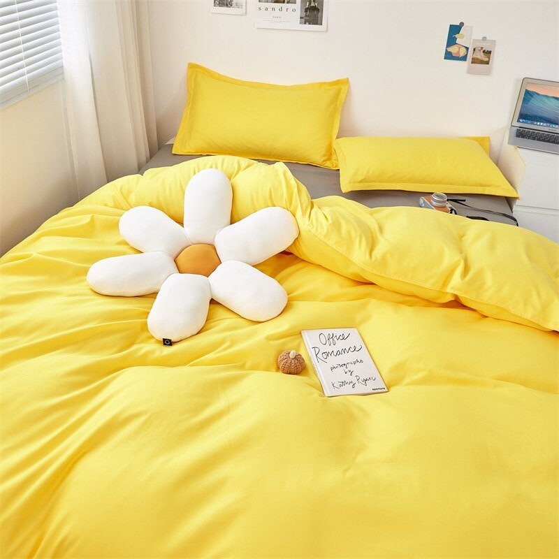 Bedding Set: Vibrant Hue & Uncluttered Style - Bright Yellow Bedding Set