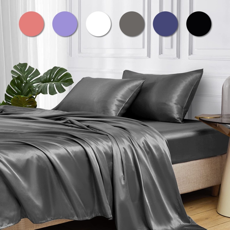 Bedding Set Vibrant Teal Hue Satin Finish Luxury Silky Satin Bedding