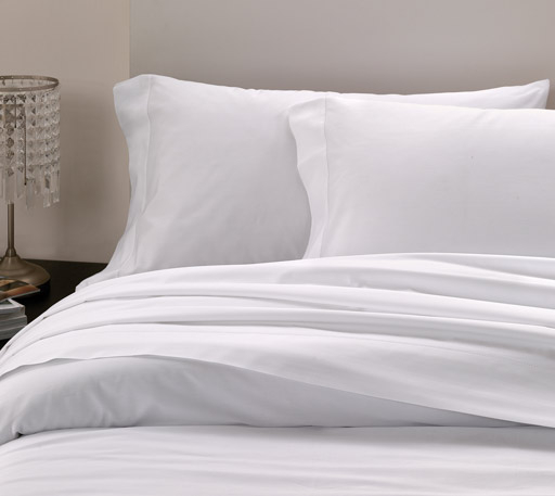 Bedding Set White Grey Contrast Border Sateen Luxury Neutral Bed Linens