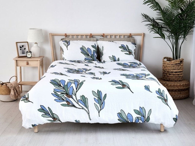 Bird Print Duvet Cover Nature Motif Scandinavian Style Bedding