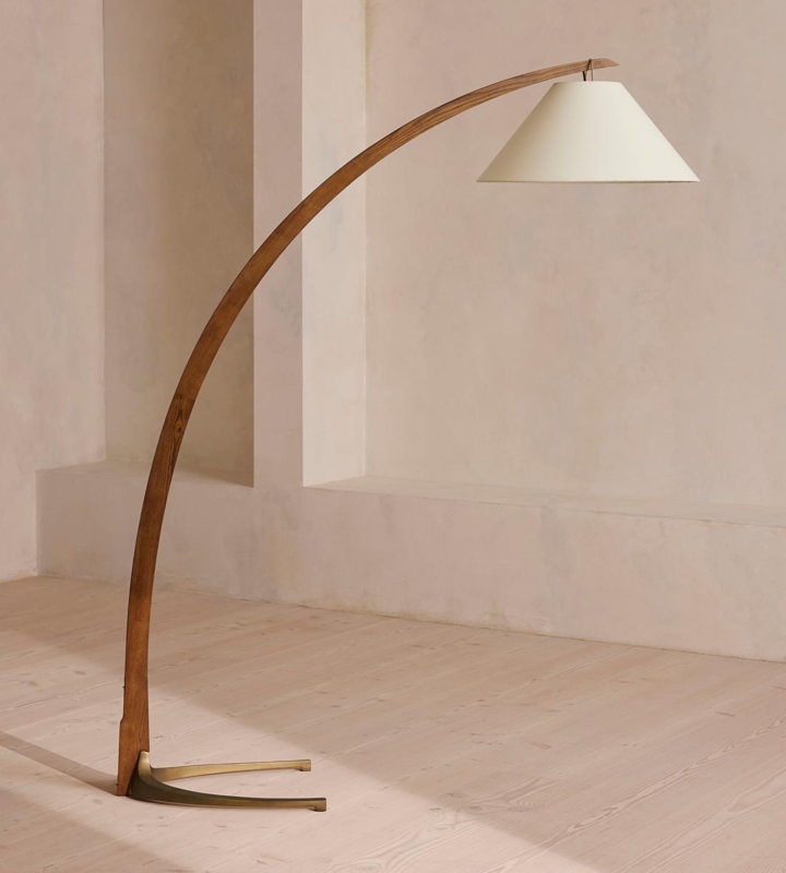 Black Arc Floor Lamp with Textured Dome Shade for Brutalist Decor