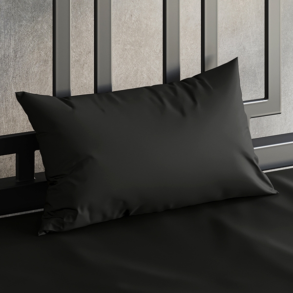 Black Pillowcase: Hidden Zipper, Fluidproof, Minimalist Bedding Accents