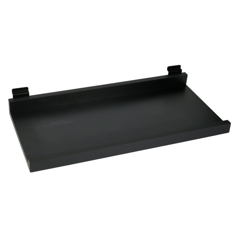 Black Slatwall Shelf: Melamine Surface with Wire Bracket Hooks