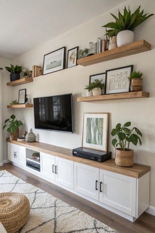 Blonde Wood Floating Shelf Set: Minimalist Scandinavian Wall Decor