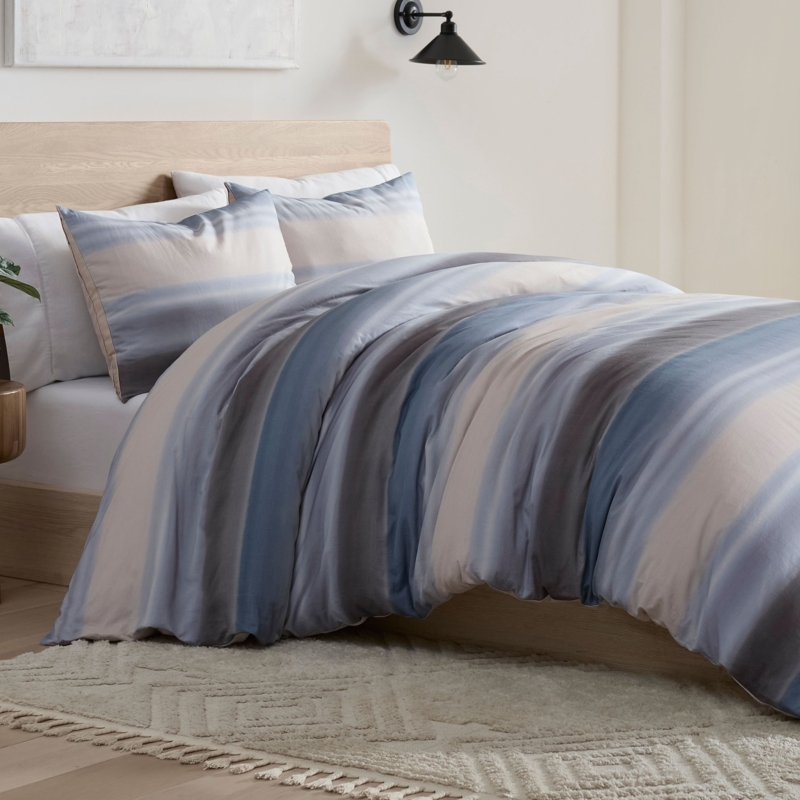 Blue Abstract Comforter Set: Watercolor Pattern Contemporary Modern Bedding