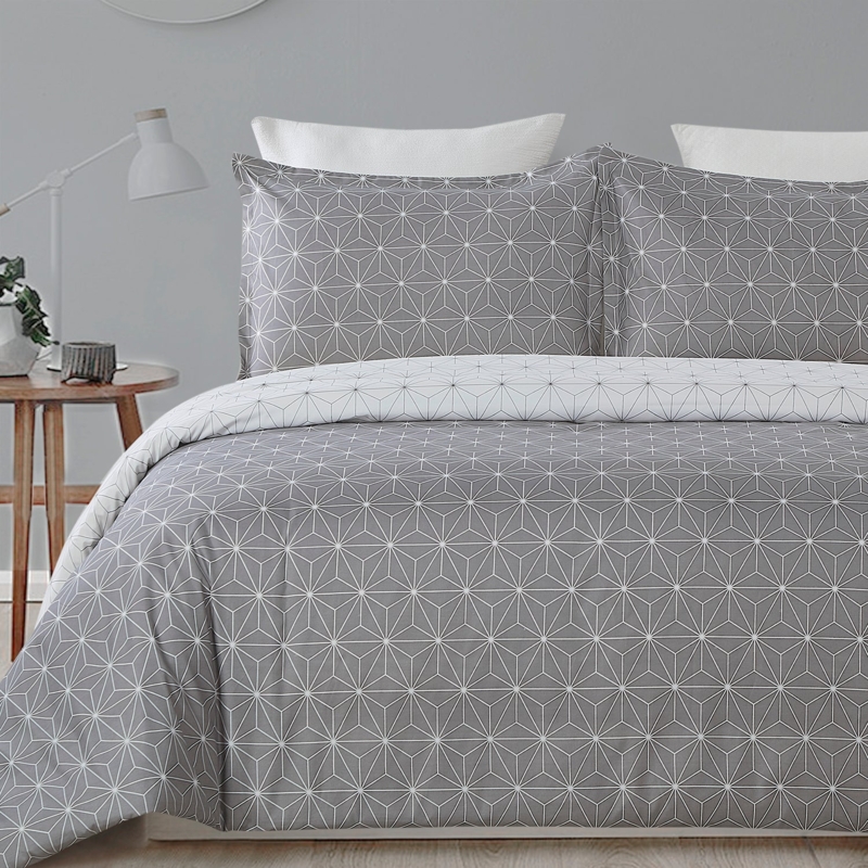 Blue And Gray Triangle Bedding Abstract Geometric Duvet Cover Set