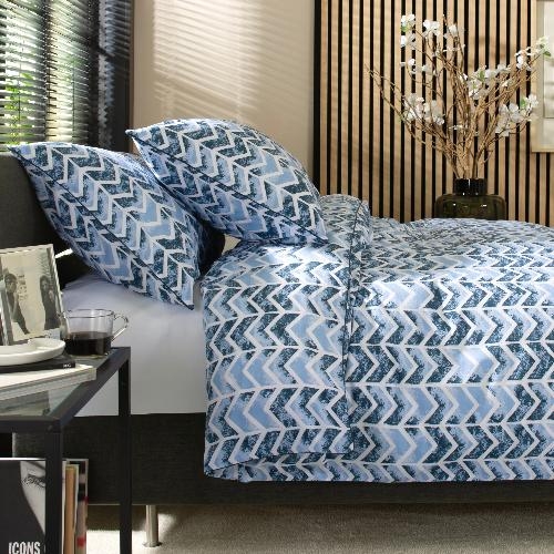 Blue Chevron Duvet Cover Set, Scandinavian Sleep Method, Separate Duvets
