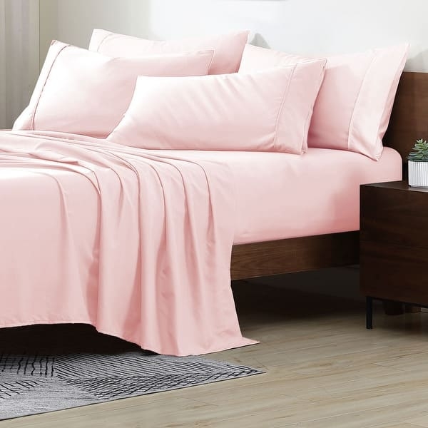 Blush Pink Sheet Set Folded with Brushed Matte Finish