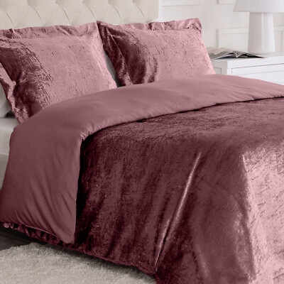 Blush Pink Velvet Duvet Cover With Button Closures, Glam Bedding.