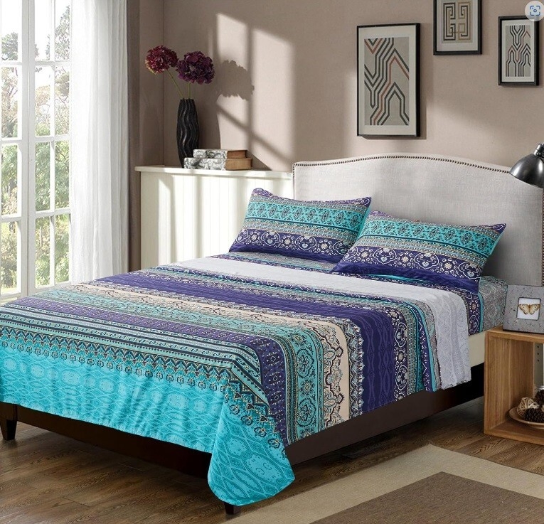 Boho Sheets Set Twin Size(3PCS) Floral Bed Sheets Set 14'' Deep Pocket Boho  Stri | eBay