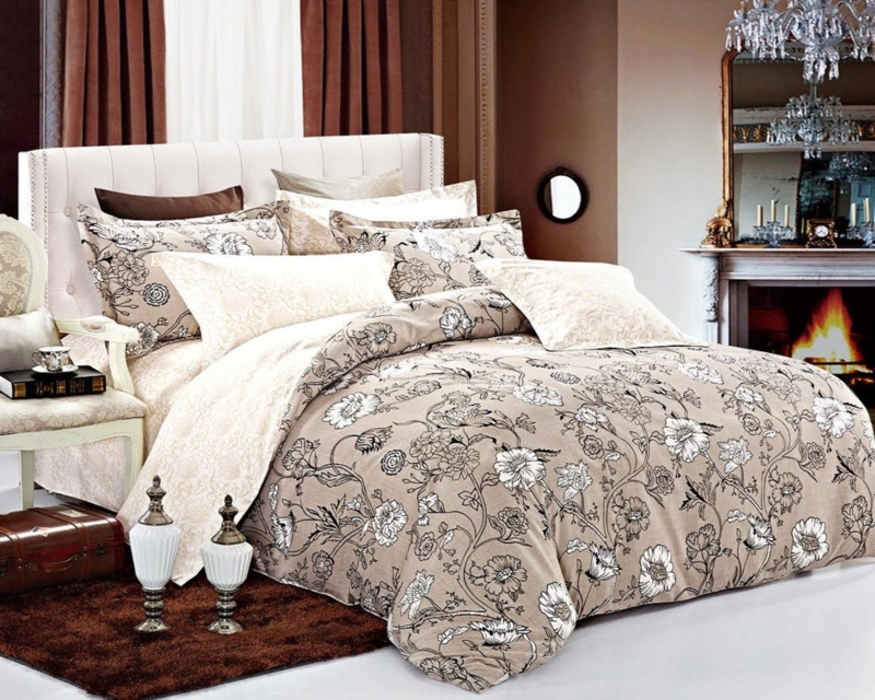 Botanical Leaf Duvet Cover Set Earth Tone Floral Decor