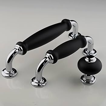 Bridge Handle Dimpled Black Texture Chrome Base Dual Post Two Tone