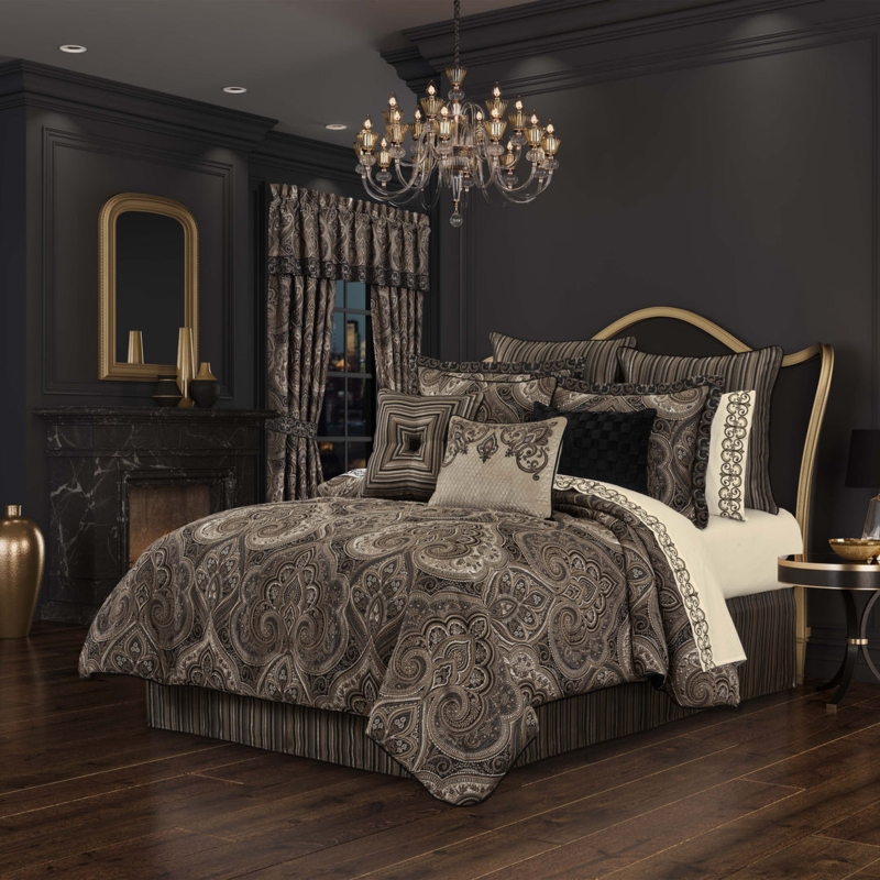 Bronze Damask Comforter Set: Shimmering Jacquard Opulent Glam Bedding