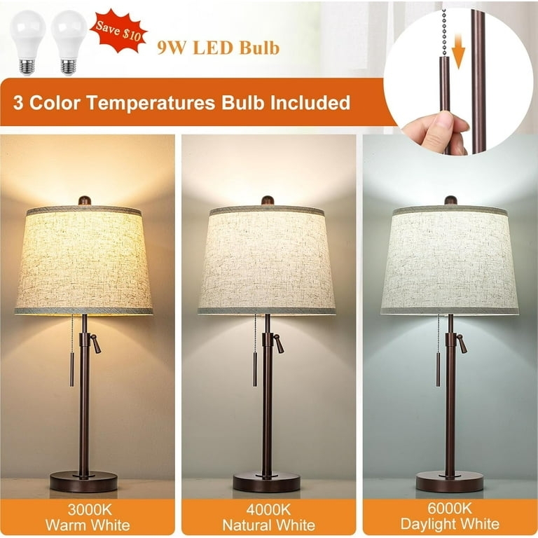 Bronze Table Lamp Set Adjustable Telescopic Height Base
