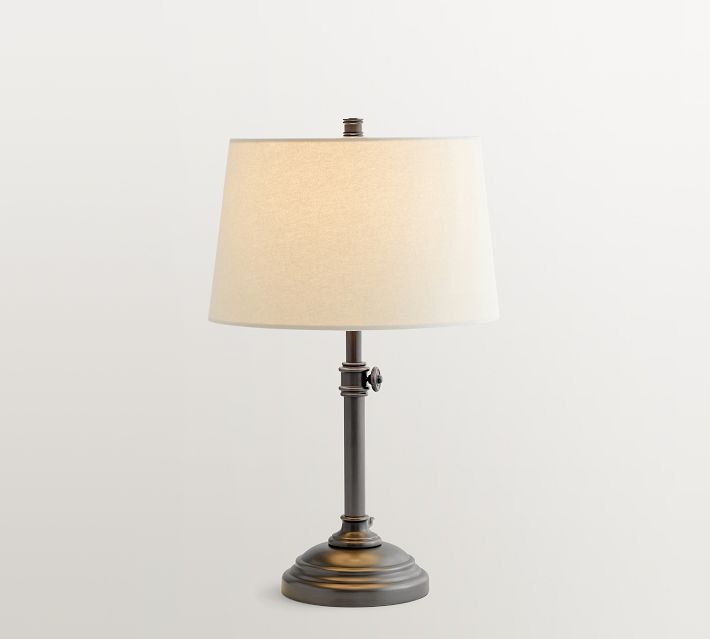 Bronze Table Lamp with USB Charging Port and Tapered Sand Shade