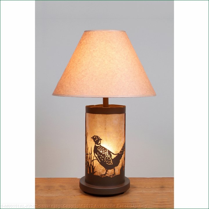 Bronze-Toned Table Lamp with Sculpted Pheasant Wildlife Motif