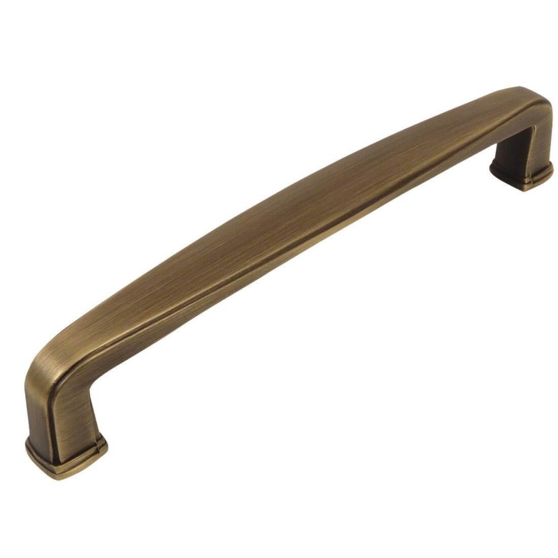 Brushed Antique Brass Bar Pull with Rectangular Posts