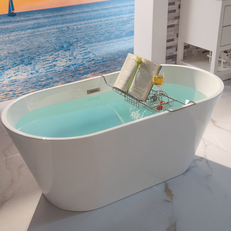 Brushed Nickel Metal Bathtub Caddy with Extendable Arms