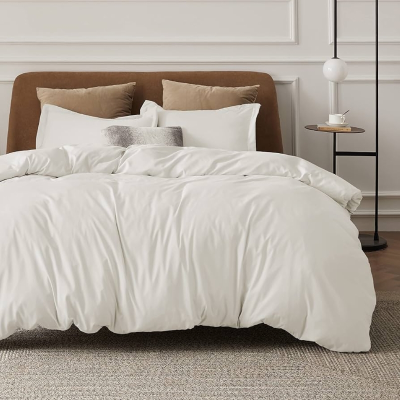 Brushed Texture Duvet Cover Set Beige for Cozy Modern Bedroom Decor