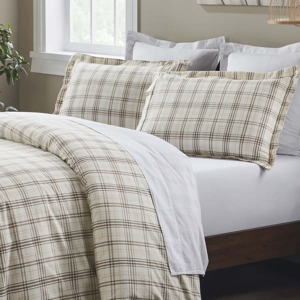 Buffalo Plaid Flannel Duvet Set, Red & Black Rustic