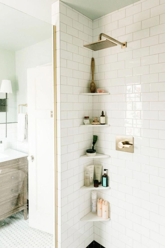 Built-In Bathroom Shelving Niche: Charcoal Wall Storage