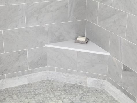 Built In Corner Shower Seat with Charcoal Stone Top