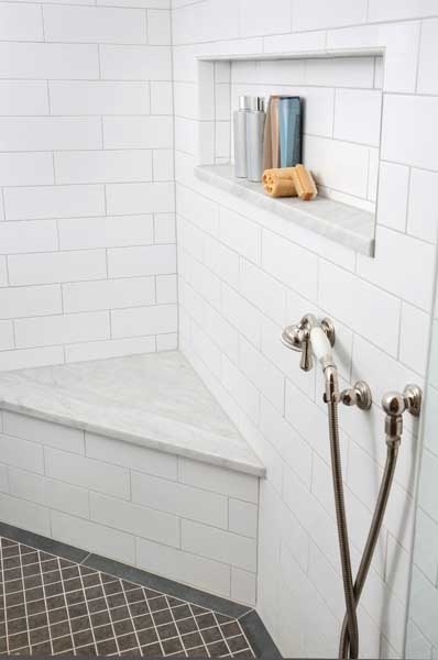 Built In Shower Bench: Monolithic Charcoal Stone Seat