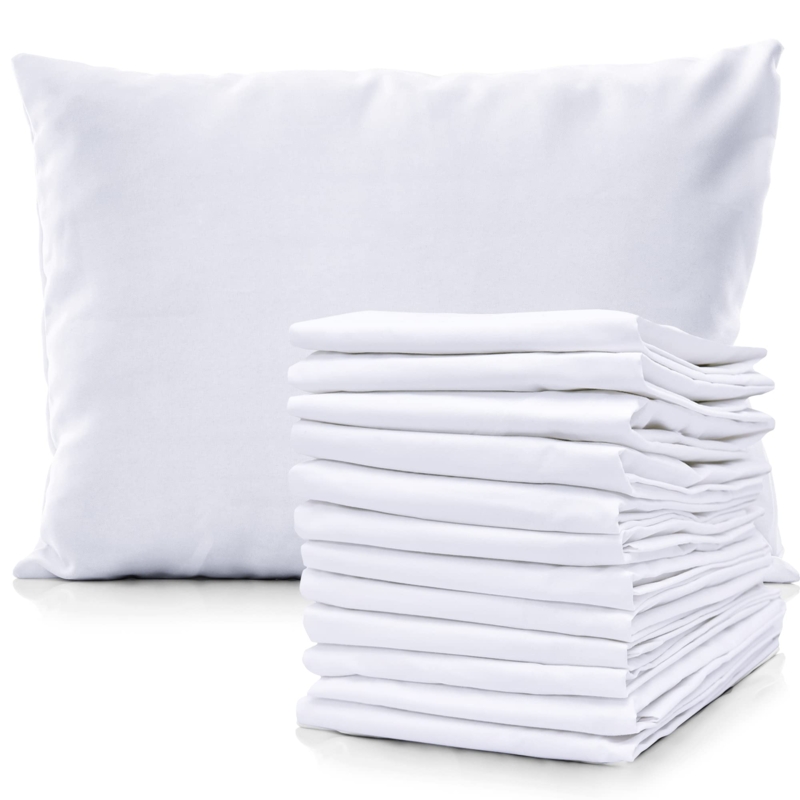 Bulk Pillowcase Set: Crisp White Fabric, White Hotel Style Pillowcases